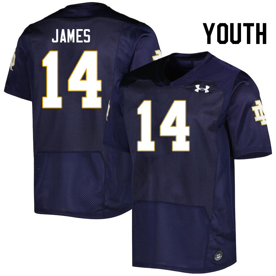 Youth #14 Braylon James Notre Dame Fighting Irish College Football Jerseys Stitched-Navy - Click Image to Close